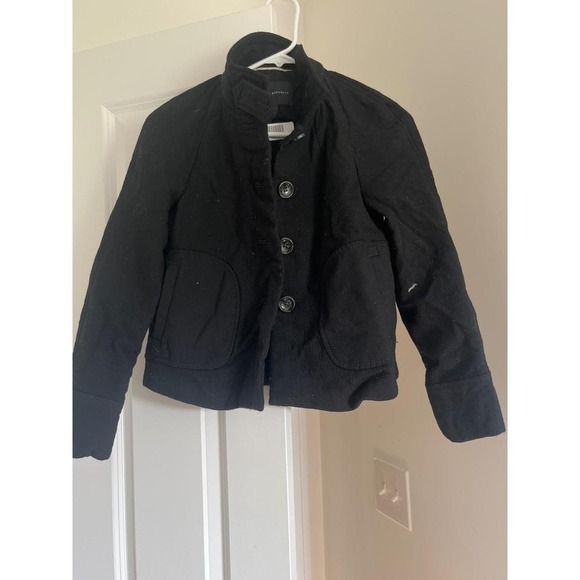 Banana Republic Cropped Jacket‎ Black Button Up Coat Petite XS - Picture 1 of 2